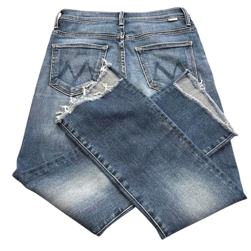 MOTHER The Insider Crop Step Fray Jeans Sweet and Sassy Size 27 High-Rise Denim - Picture 8 of 15
